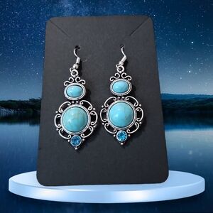 Turquoise and Silver Color New Dangle Earrings New for The Season